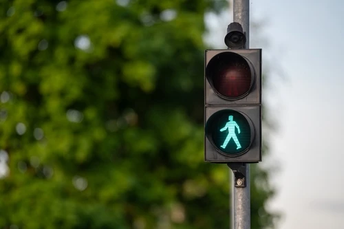 Pedestrian crossing signal on traffic light symbolizing pedestrian accident attorney case